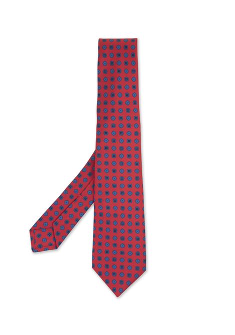 KITON Cravatta Rossa Con Micro Pattern Blu - KITON Online