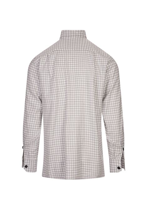 KITON Camicia Bianca Con Motivo a Quadretti Grigio - KITON Hotsell