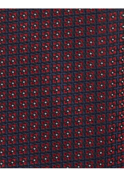 KITON Cravatta Rosso Scuro Con Micro Pattern Geometrico - KITON Saldi Di Fabbrica