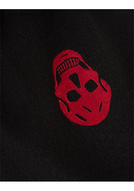 ALEXANDER MCQUEEN Maglione Nero Con Skull Rosso Rovesciato - ALEXANDER MCQUEEN Nuova