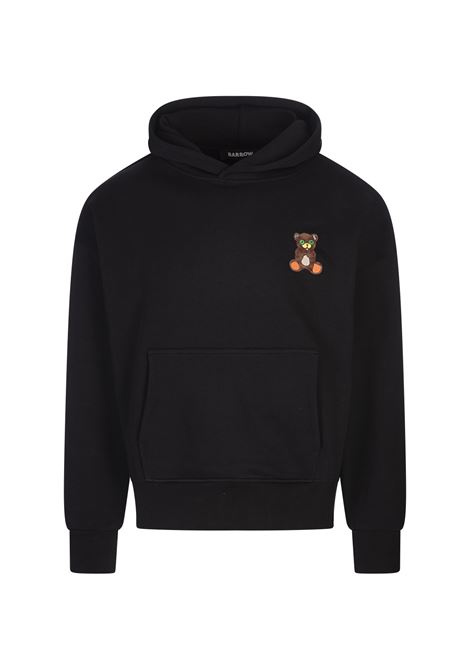BARROW Felpa Nera Con Patch Bear e Stampa Sul Cappuccio - BARROW