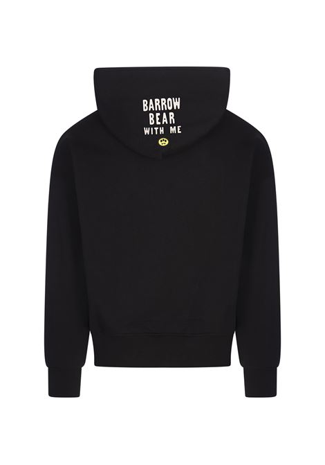 BARROW Felpa Nera Con Patch Bear e Stampa Sul Cappuccio - BARROW Flash Sale