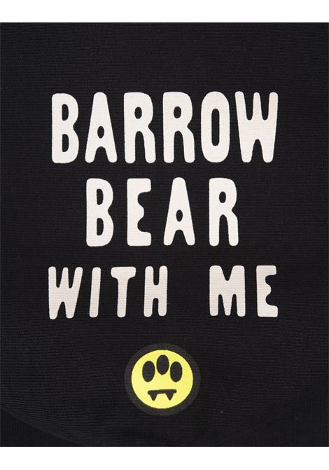 BARROW Felpa Nera Con Patch Bear e Stampa Sul Cappuccio - BARROW Flash Sale