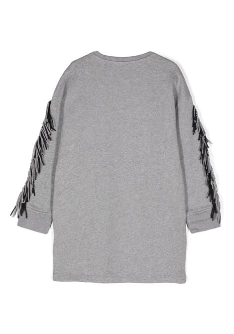 STELLA MCCARTNEY KIDS Abito Grigio con Frange e Grafica Stella - STELLA MCCARTNEY KIDS Fornitura limitata