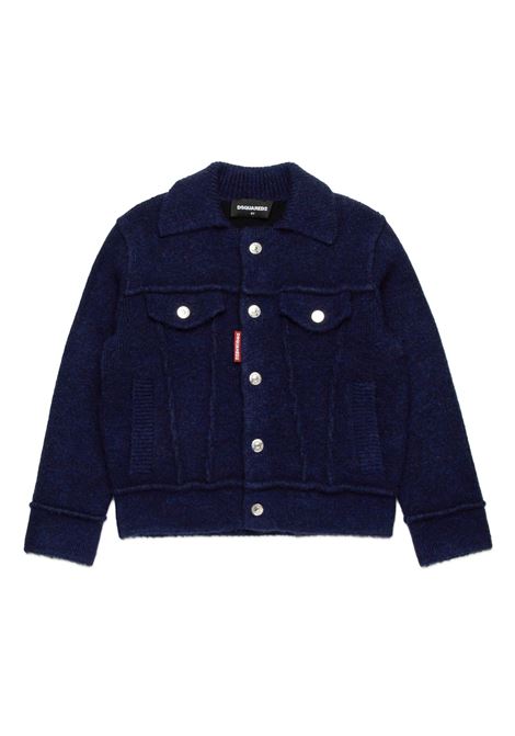 DSQUARED2 KIDS Giacca In Maglia Effetto Denim Indaco - DSQUARED2 KIDS Shopping online