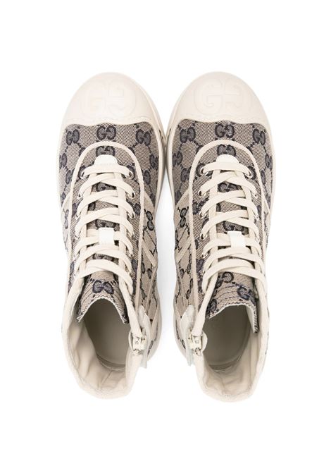 GUCCI KIDS Sneakers Alte In Tessuto Original GG Beige e Blu - GUCCI KIDS Vendite stagionali
