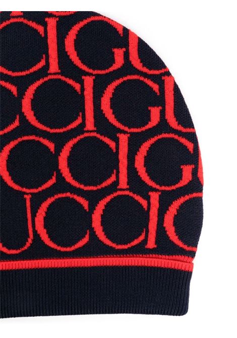 GUCCI KIDS Beanie Jacquard In Lana Gucci Blu Scuro e Rosso - GUCCI KIDS Black Friday