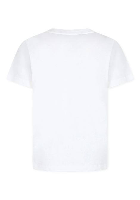 BALMAIN KIDS T-Shirt Bianca con Bottoni e Logo Argentati - BALMAIN KIDS Offerta natalizia