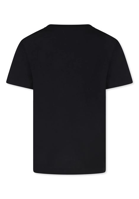 BALMAIN KIDS T-Shirt Nera con Logo Stile Romano Ricamato - BALMAIN KIDS Offerta Pasqua