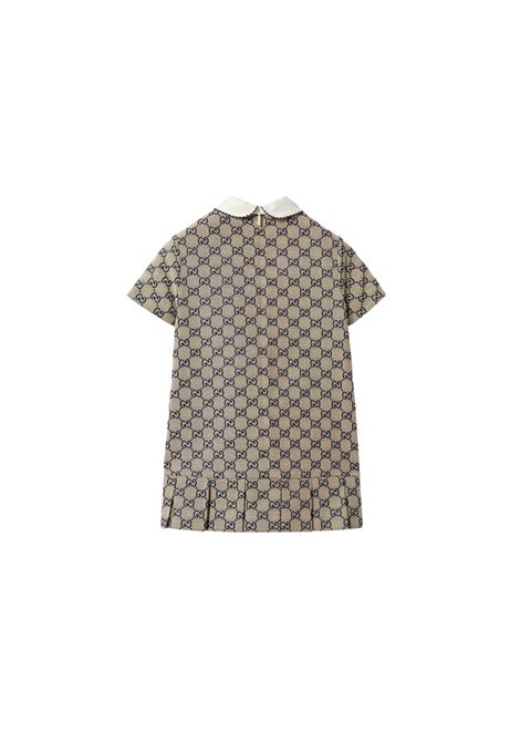 GUCCI KIDS Abito In Tessuto GG Beige e Blu - GUCCI KIDS Liquidazione