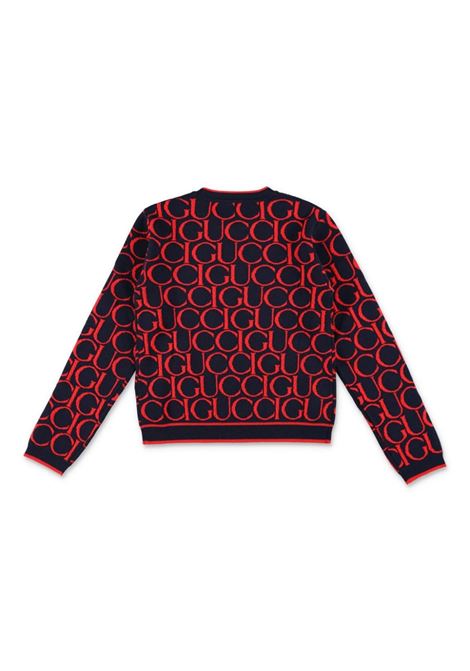 GUCCI KIDS Maglione Jacquard In Lana Gucci Blu Scuro e Rosso - GUCCI KIDS Ritorno libero