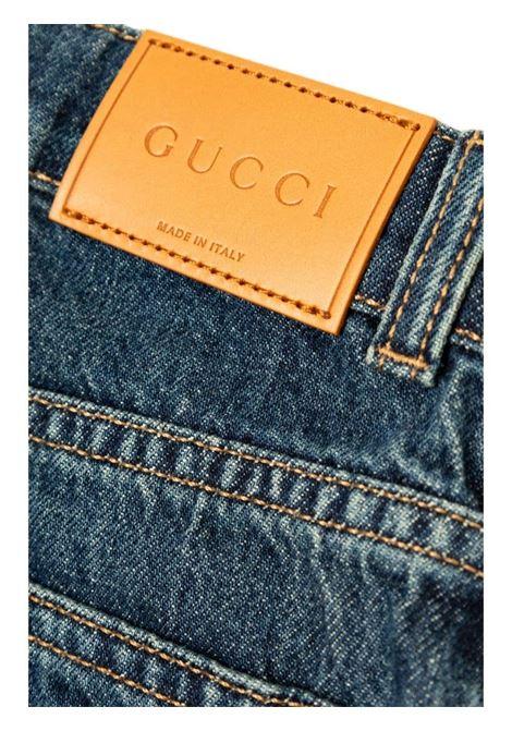 GUCCI KIDS Jeans A Gamba Dritta In Denim Blu Scuro - GUCCI KIDS Ultimi tre giorni