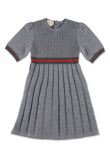 GUCCI KIDS Abito In Lana Grigia Con Nastro Web - GUCCI KIDS Latest stili