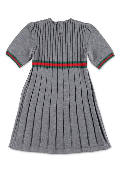 GUCCI KIDS Abito In Lana Grigia Con Nastro Web - GUCCI KIDS Latest stili