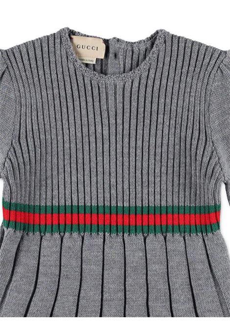 GUCCI KIDS Abito In Lana Grigia Con Nastro Web - GUCCI KIDS Latest stili