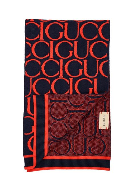 GUCCI KIDS Sciarpa Jacquard In Lana Gucci Blu Scuro e Rosso - GUCCI KIDS Ultimi due giorni