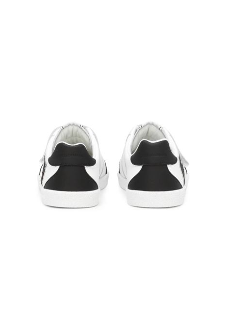 DOLCE & GABBANA KIDS Sneakers Basse DG Original Bianche e Nere Con Logo DG - DOLCE & GABBANA KIDS Promozione temporanea