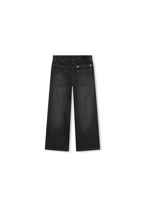 GIVENCHY KIDS Jeans Dritti Neri Con Stampa Logo All-Over - GIVENCHY KIDS Fino al 50% di sconto