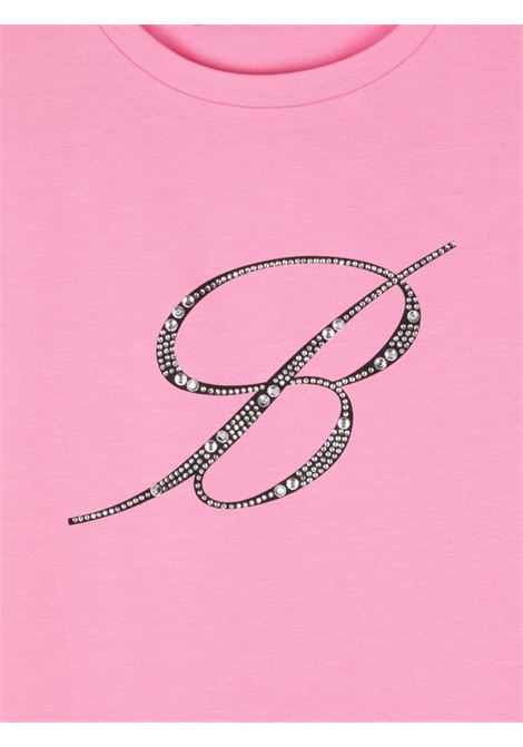 MISS BLUMARINE KIDS T-Shirt Rosa Con Logo Di Strass - MISS BLUMARINE KIDS Offerta speciale della fabbrica