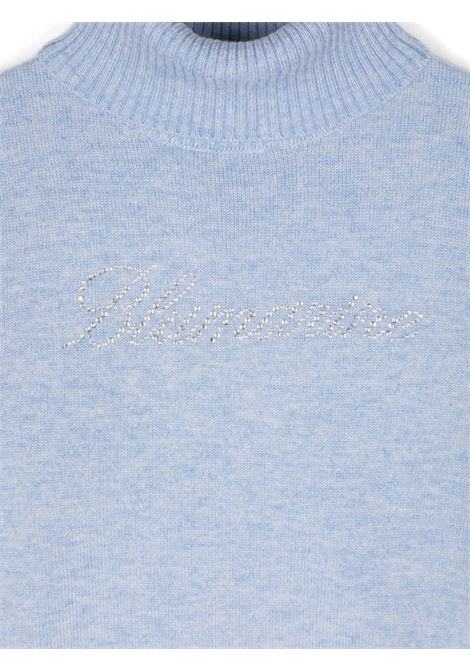 MISS BLUMARINE KIDS Maglione e Collo Alto Azzurro Con Logo Di Strass - MISS BLUMARINE KIDS Solo un giorno rimasto