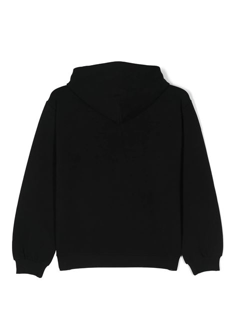 MISS BLUMARINE KIDS Felpa Nera Con Cappuccio e Motivo Monogram Di Strass - MISS BLUMARINE KIDS Super sconto