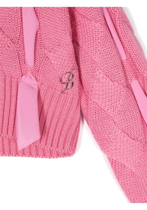 MISS BLUMARINE KIDS Maglione a Collo Alto Rosa Con Nastri - MISS BLUMARINE KIDS Enormi sconti