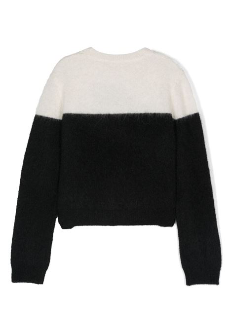 MISS BLUMARINE KIDS Maglione Nero e Bianco Con Dettaglio "B" Di Perle - MISS BLUMARINE KIDS Trasporto libero internazionale