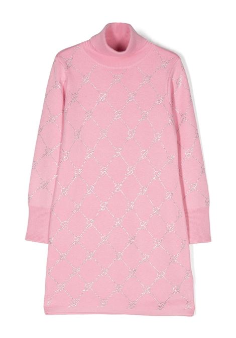 MISS BLUMARINE KIDS Vestitino Rosa Con Motivo Monogram Di Strass - MISS BLUMARINE KIDS Black Friday Prezzi