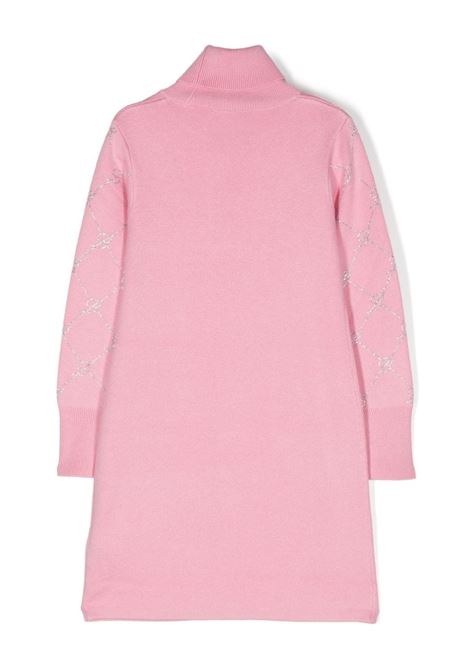 MISS BLUMARINE KIDS Vestitino Rosa Con Motivo Monogram Di Strass - MISS BLUMARINE KIDS Black Friday Prezzi