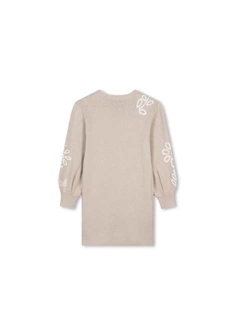CHLOÉ KIDS Abito In Maglia Beige Marl Con Ricami - CHLOÉ KIDS Sconti questo mese