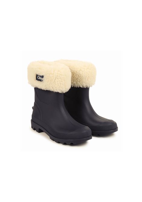 CHLOÉ KIDS Stivali Da Pioggia Blu Con Applicazione - CHLOÉ KIDS Soddisfazione Garantita
