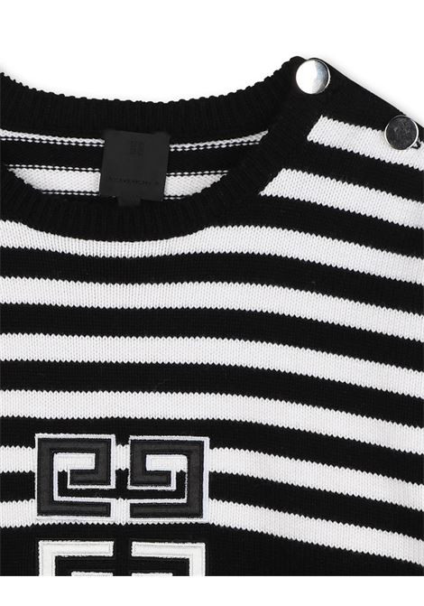 GIVENCHY KIDS Pullover Nero Con Motivo 4G e Motivo a Righe - GIVENCHY KIDS Sconto