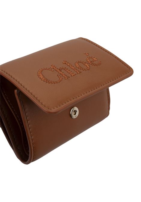 CHLOÉ Portafoglio Tri-Fold Chloé Sense Mini In Pelle Morbida Tan - CHLOÉ Saldi Di Fabbrica