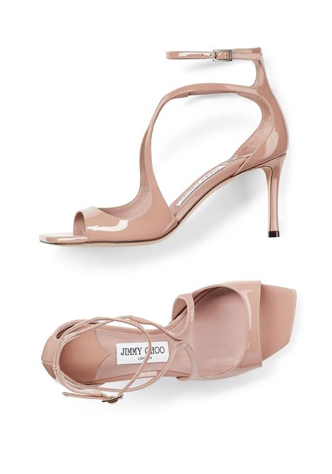 JIMMY CHOO Sandali Azia 75 In Pelle Verniciata Rosa Pastello - JIMMY CHOO Negozio