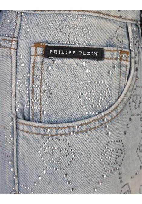 PHILIPP PLEIN Minigonna In Denim Con Motivo Monogramma Di Strass - PHILIPP PLEIN Sconto di tempo limitato