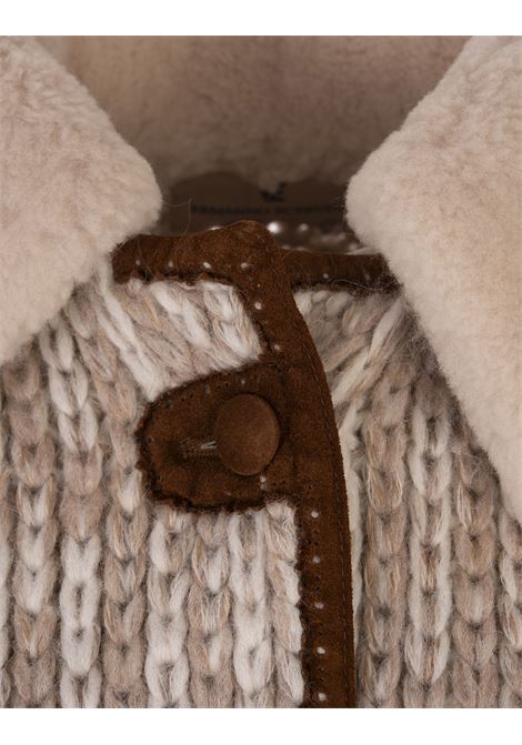 ERMANNO SCERVINO Bomber In Maglia Beige Con Colletto Shearling - ERMANNO SCERVINO Prezzo di fabbrica
