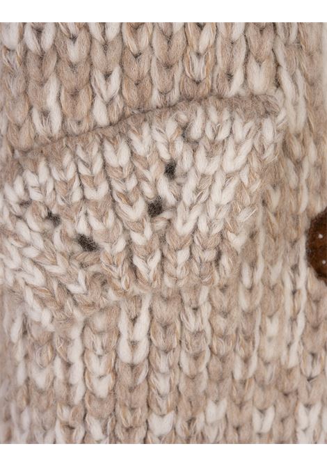 ERMANNO SCERVINO Bomber In Maglia Beige Con Colletto Shearling - ERMANNO SCERVINO Prezzo di fabbrica