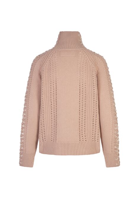 ERMANNO SCERVINO Maglia a Collo Alto Rosa Con Punto Scervino a Contrasto - ERMANNO SCERVINO Offerta natalizia