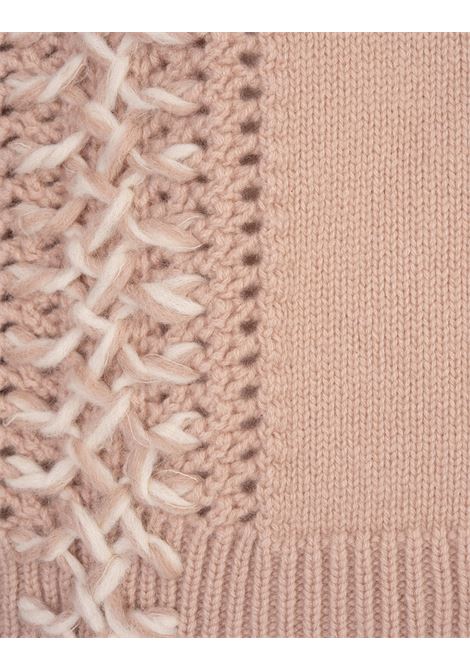 ERMANNO SCERVINO Maglia a Collo Alto Rosa Con Punto Scervino a Contrasto - ERMANNO SCERVINO Offerta natalizia