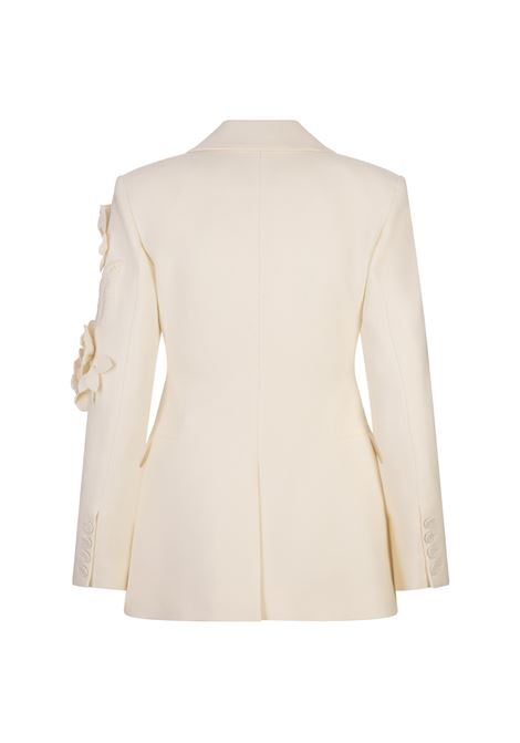 ERMANNO SCERVINO Blazer In Lana Vergine Bianca Con Applicazioni a Fiori - ERMANNO SCERVINO Offerta Giorno del Papà