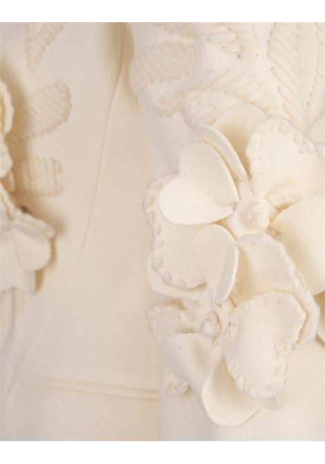 ERMANNO SCERVINO Blazer In Lana Vergine Bianca Con Applicazioni a Fiori - ERMANNO SCERVINO Offerta Giorno del Papà