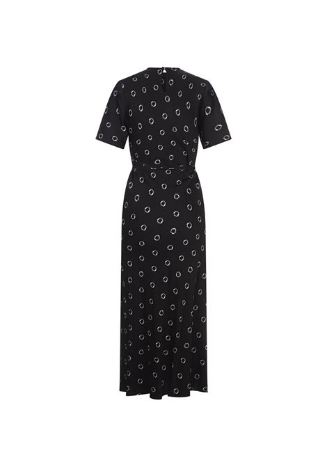 MSGM Abito Midi In Viscosa Nera Stampata - MSGM Latest fashion