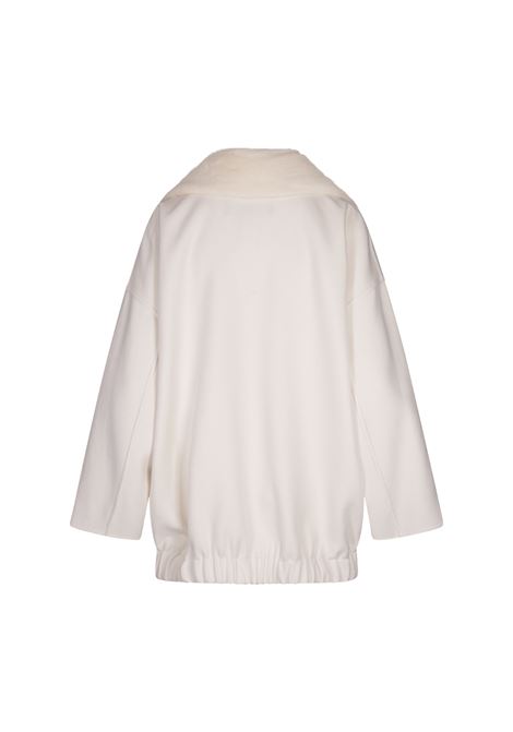 FABIANA FILIPPI Caban In Cashmere Bianco Con Pelliccia Visone - FABIANA FILIPPI Liquidazione
