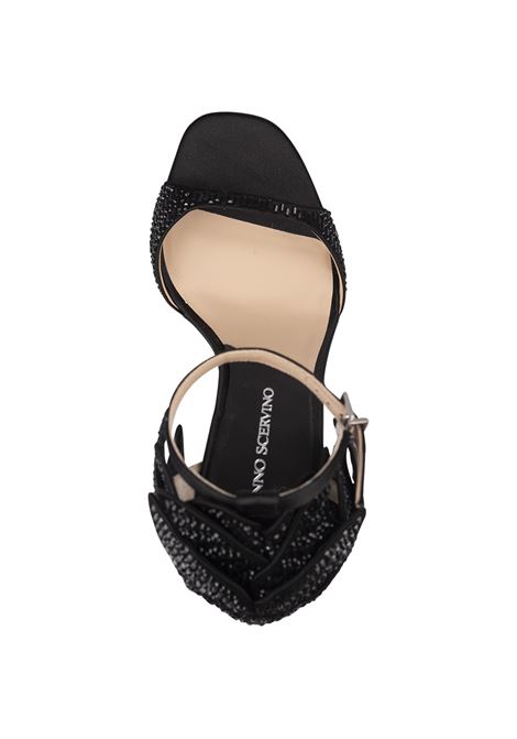 ERMANNO SCERVINO Sandali In Raso Nero Con Cristalli e Dettaglio Fiore - ERMANNO SCERVINO Sconti VIP