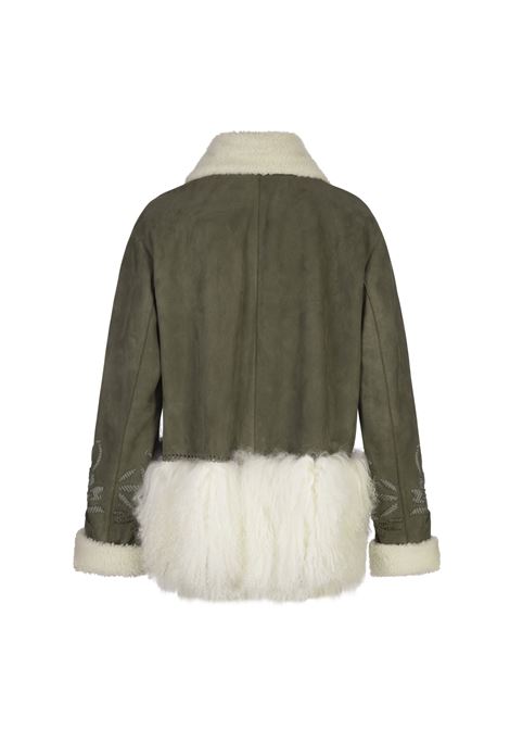 ERMANNO SCERVINO Shearling Monopetto Verde Con Ricami e Pelliccia - ERMANNO SCERVINO Super Saving Price