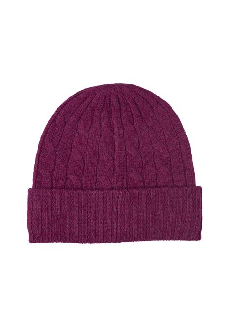 RALPH LAUREN Beanie In Lana e Cashmere a Trecce Prugna Hthr - RALPH LAUREN Ultimi tre giorni