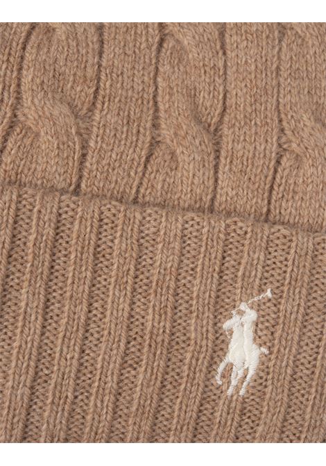 RALPH LAUREN Beanie In Lana e Cashmere a Trecce Cammello - RALPH LAUREN ACQUISTA ORA