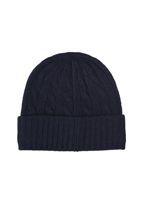RALPH LAUREN Beanie In Lana e Cashmere a Trecce Blu Scuro - RALPH LAUREN Ultimo giorno