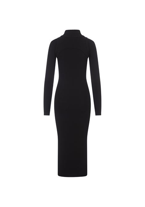 OFF-WHITE Abito Midi Aderente Nero Con Logo - OFF-WHITE Offerta speciale della fabbrica
