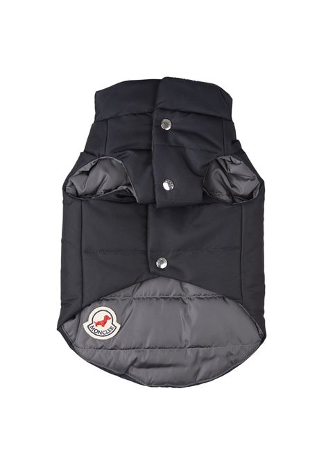 MONCLER Gilet Imbottito Per Cani In Blu e Grigio Con Motivo Logo - MONCLER Limitato a 3 giorni